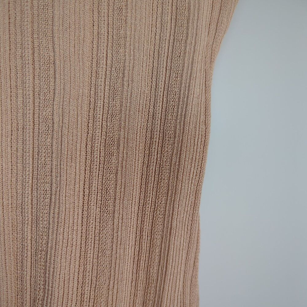 SER.O.YA Abigail Rib Knit Half Short Sleeve Turtleneck Top Tan Small Preppy - Picture 4 of 7